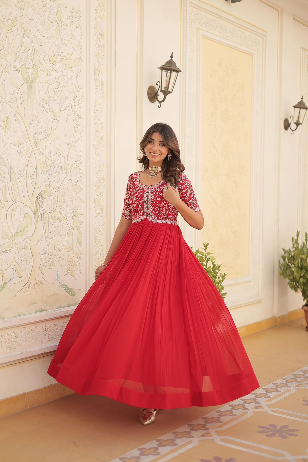 Designer Gown is luxury clothing Considered to be high quality Made by Zari-Thread & Sequins Embroidery. This is Made for Desirable Women's who deserve it
