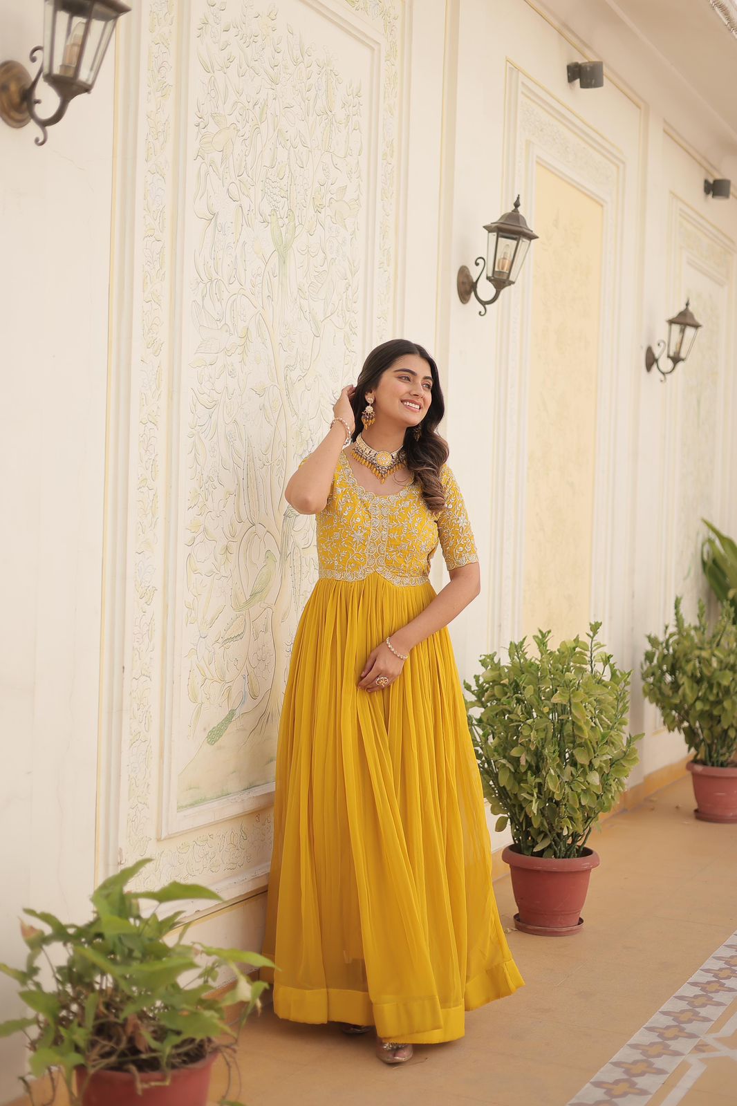 Designer Gown is luxury clothing Considered to be high quality Made by Zari-Thread & Sequins Embroidery. This is Made for Desirable Women's who deserve it