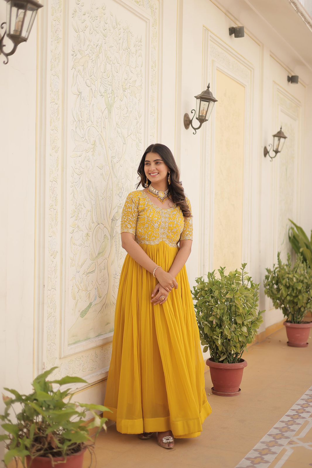 Designer Gown is luxury clothing Considered to be high quality Made by Zari-Thread & Sequins Embroidery. This is Made for Desirable Women's who deserve it
