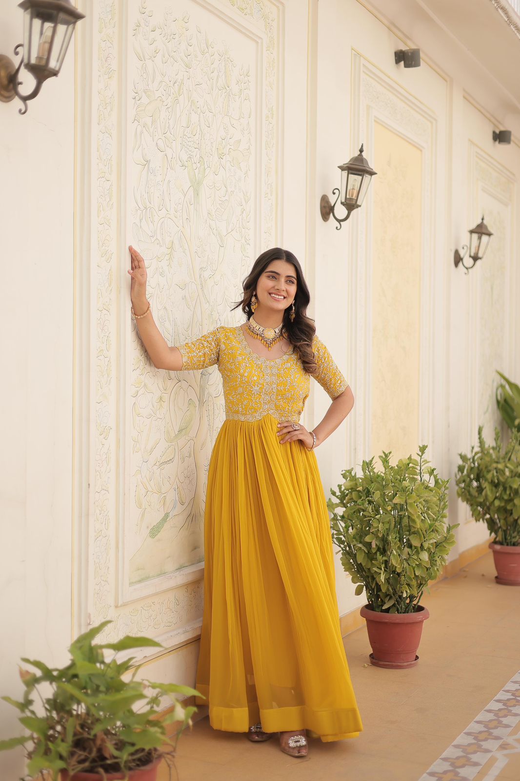 Designer Gown is luxury clothing Considered to be high quality Made by Zari-Thread & Sequins Embroidery. This is Made for Desirable Women's who deserve it