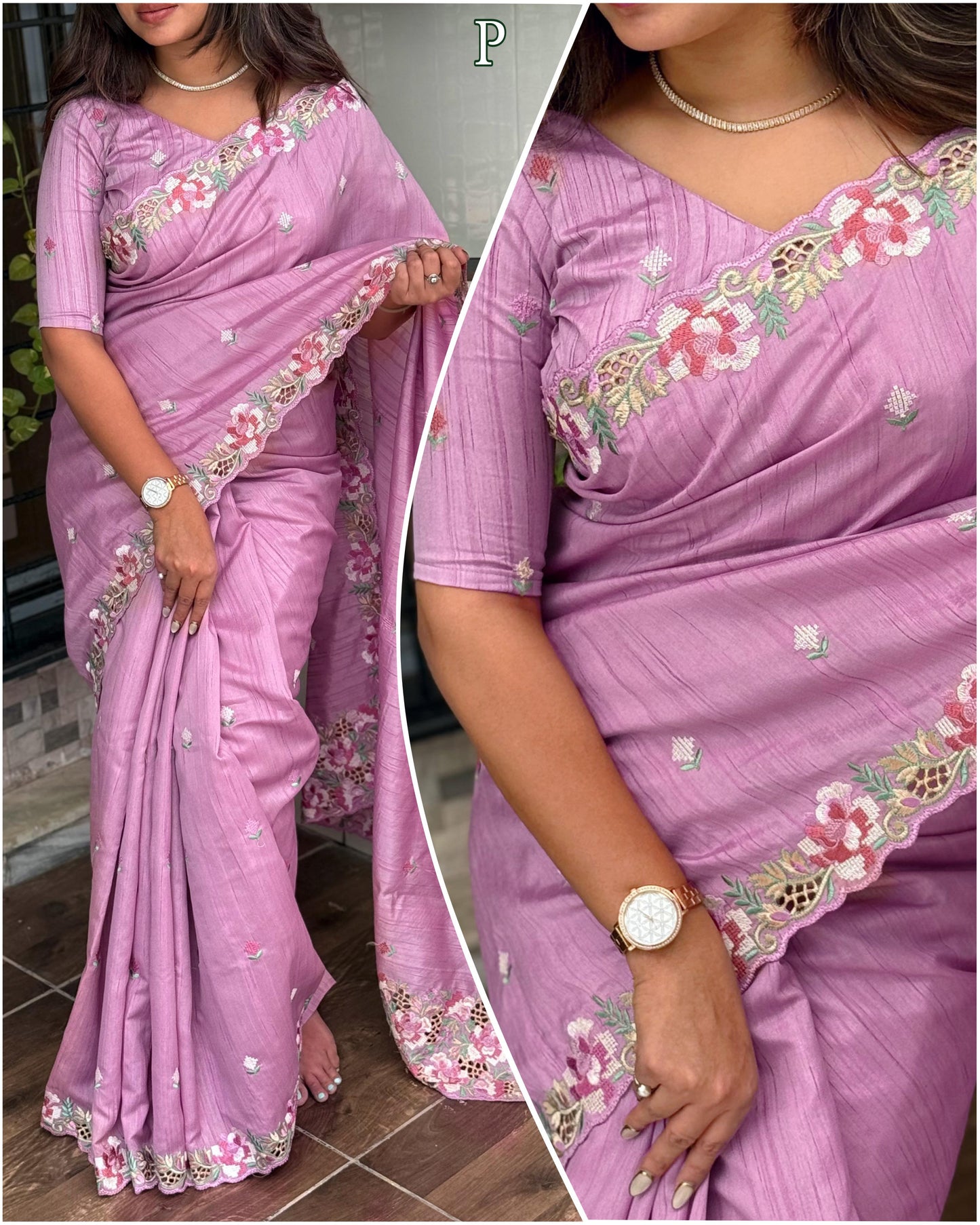 Embrace your femininity & make a statement  with our stunning cut work visca slub silk saree. Narayani