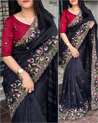 Beautiful Visca Slub Silk Saree For Women