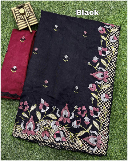Beautiful Visca Slub Silk Saree For Women