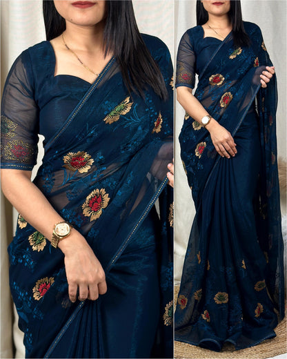 presents zareen Sitara chiffon saree