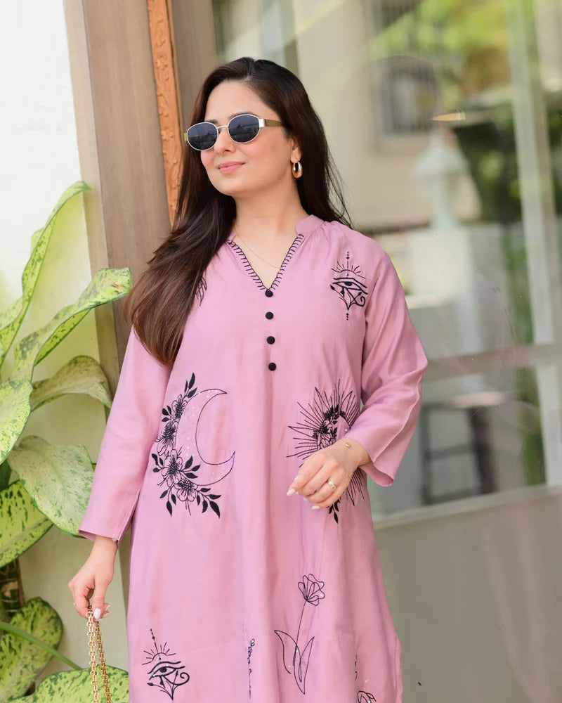 Teesha ivory Casual Thread Cord-set for Women.