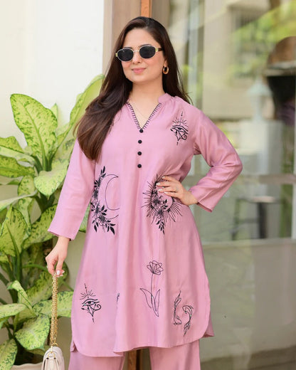 Teesha ivory Casual Thread Cord-set for Women.