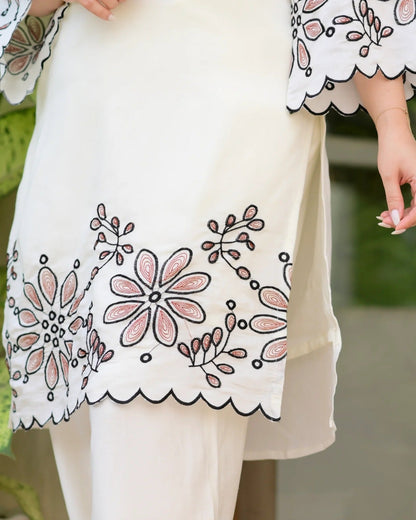 Teesha ivory Casual Thread Cord-set for Women.