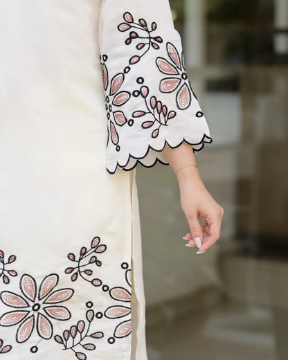 Teesha ivory Casual Thread Cord-set for Women.