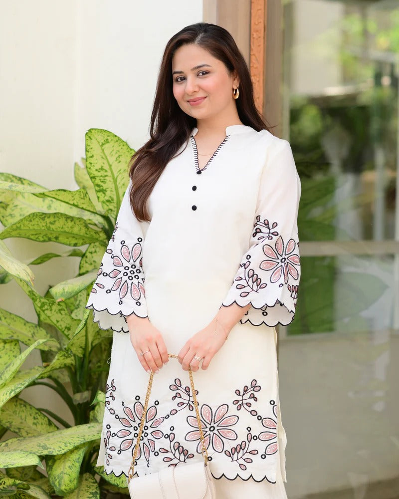 Teesha ivory Casual Thread Cord-set for Women.