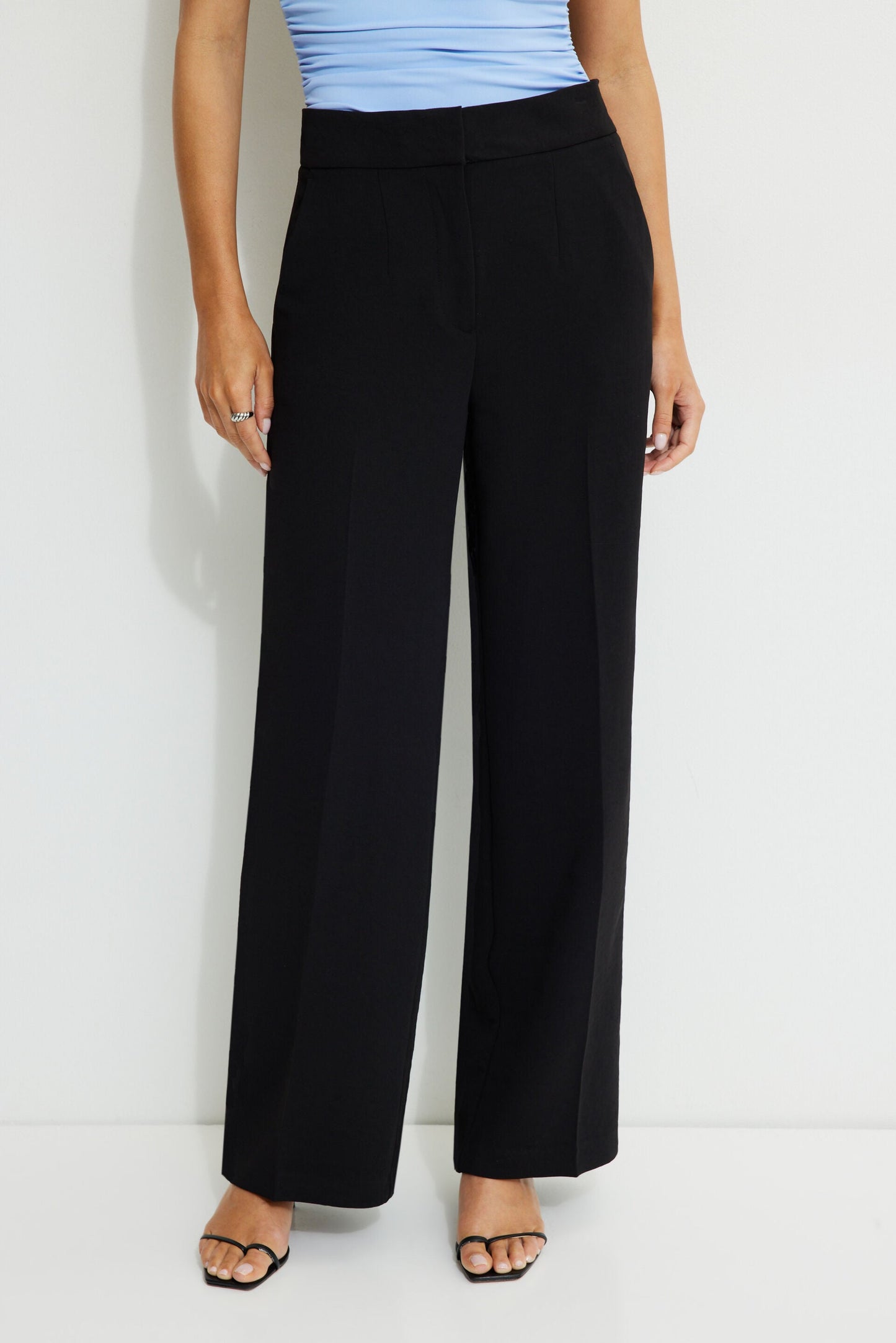 Glossy- Essentials High Waisted Straight Leg Pants- Royal Polyester