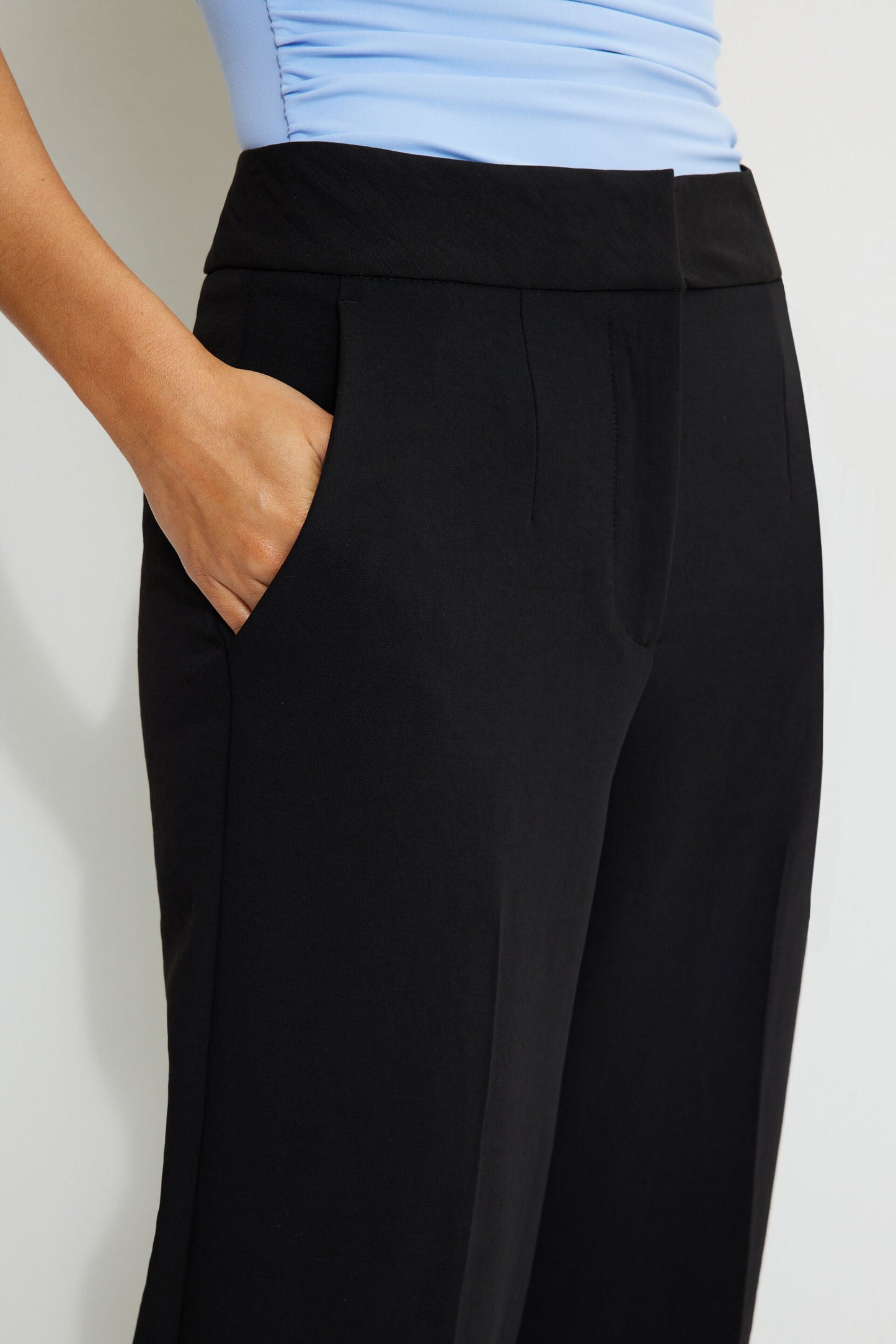 Glossy- Essentials High Waisted Straight Leg Pants- Royal Polyester