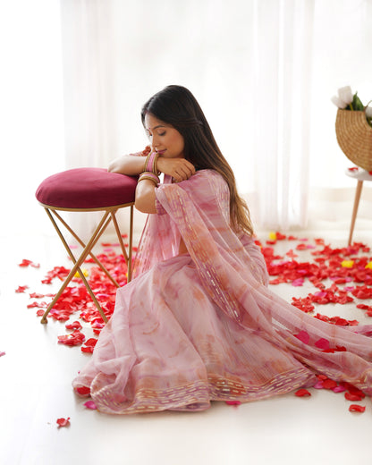 presents pastel colors softest Levender organza sarees