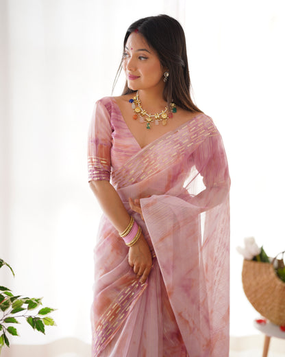 presents pastel colors softest Levender organza sarees