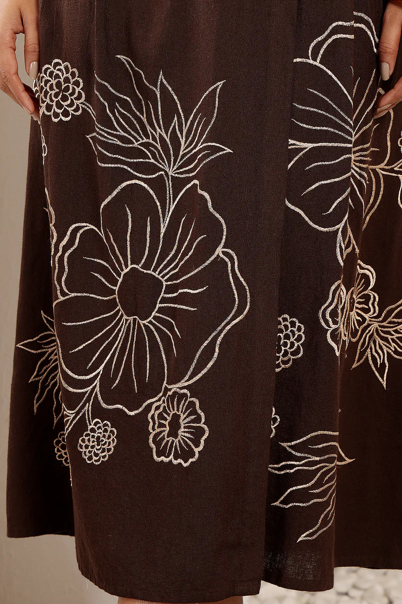 Queen brown cotton wrap dress for women