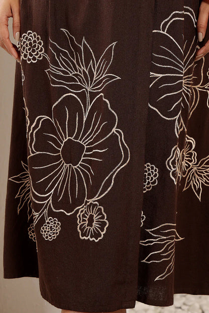 Queen brown cotton wrap dress for women